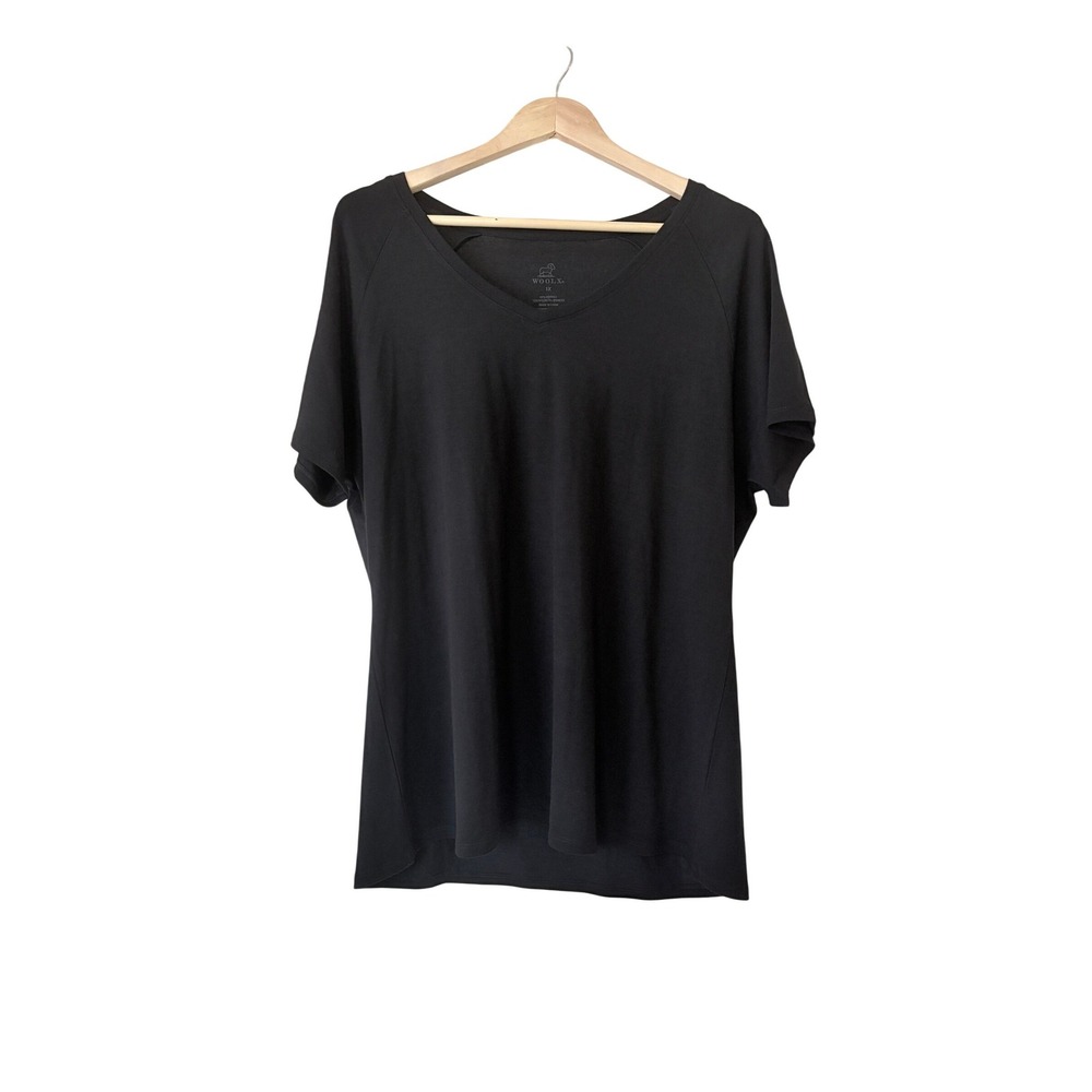 Woolx Women's Mia V-Neck Merino Wool Blend Short Sleeve Tee Shirt 1X Plus Size - Picture 2 of 6